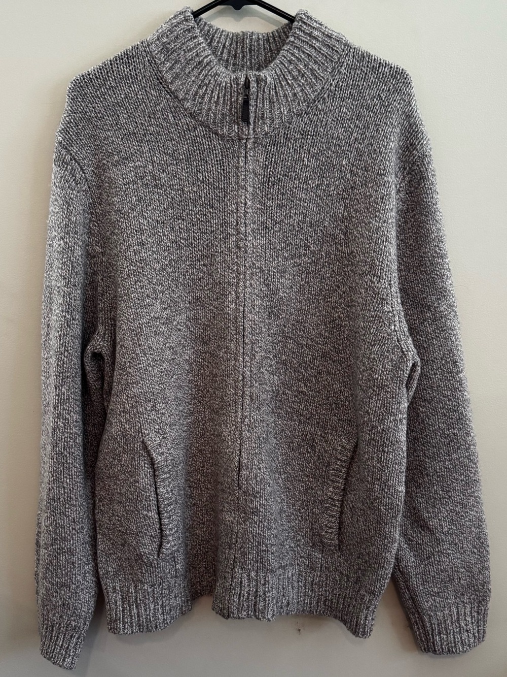 L.L.Bean Men’s L 100% Lambswool Full Zip Wool Sweater Cardigan 245046